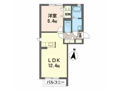 ＪＲ東北本線 郡山駅(福島) バス乗車時間：6分 最寄りバス停で下車 徒歩2分 2階建 築18年(1LDK/1階)の間取り写真
