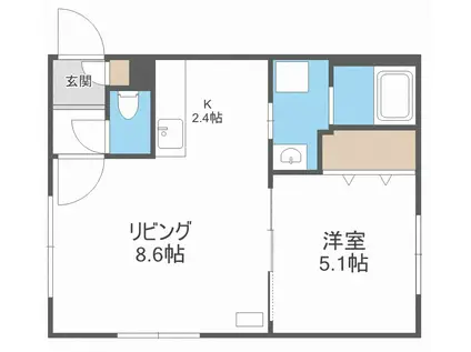 TERRAZA SHINSAPPORO(1LDK/2階)の間取り写真