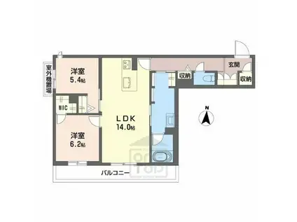 和の社 江坂(2LDK/2階)の間取り写真