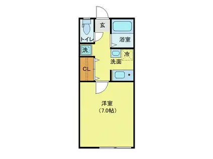 ヴィレッタ花園(1K/2階)の間取り写真