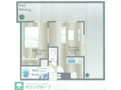 LEVICIA BLDG.II(1LDK/5階)の間取り写真