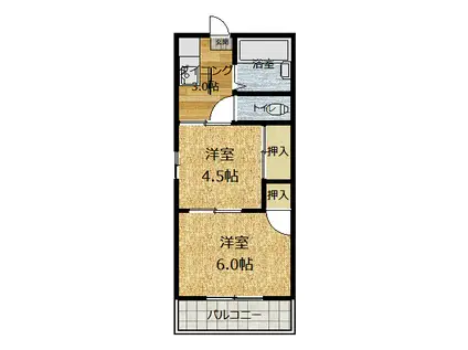 タウニィ21-B(2K/2階)の間取り写真