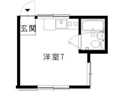 シャネルハイツ(ワンルーム/2階)の間取り写真