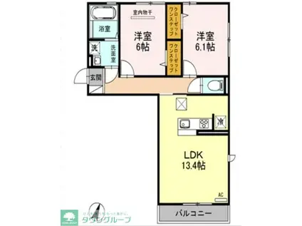 エスポワール Ⅲ(2LDK/1階)の間取り写真