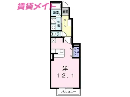 ヒラソル住山 II(ワンルーム/1階)の間取り写真