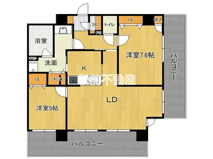 THE TEN GOOD 祖原II(2LDK/4階)の間取り写真