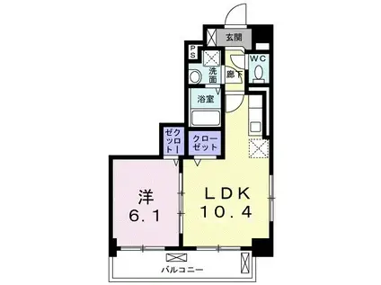 ハッピーメゾン VI(1LDK/5階)の間取り写真