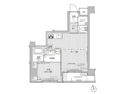CIELLE自由が丘(1LDK/4階)の間取り写真