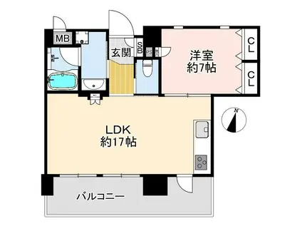 エイジングコート三宮(1LDK/10階)の間取り写真