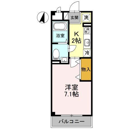 プラシード新越谷(1K/3階)の間取り写真