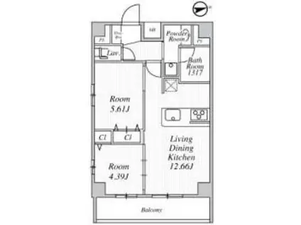 WING TERRACE 大鳥居(2LDK/5階)の間取り写真