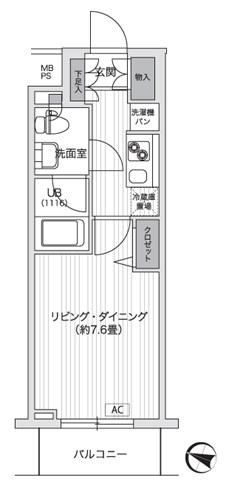 PRIMAL GOTANDA(1K/5階)の間取り写真