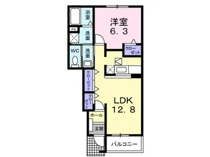 サンプラザB(1LDK/1階)の間取り写真