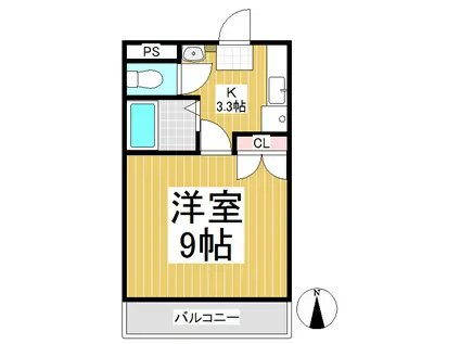 大学駅前チェリー(1K/2階)の間取り写真