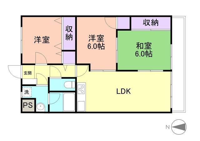 カサ・デ・わさII(3LDK/2階)の間取り写真