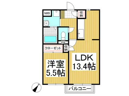 O.DOLLY(1LDK/1階)の間取り写真