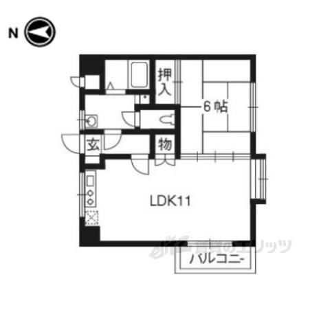 クレール下鴨(1LDK/4階)の間取り写真