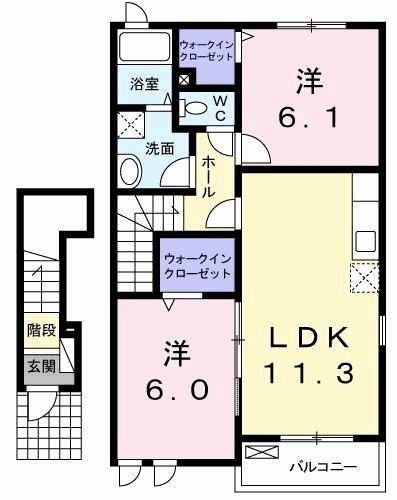 ヴェルデンスD(2LDK/2階)の間取り写真