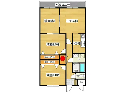 フェイマスKITAMI1番館(3LDK/7階)の間取り写真