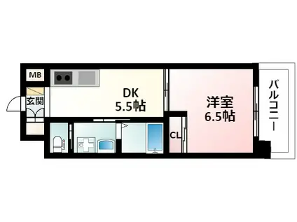 アールエスフラッツ(1DK/4階)の間取り写真