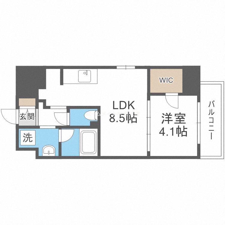 アーバネックス四ツ橋(1LDK/14階)の間取り写真