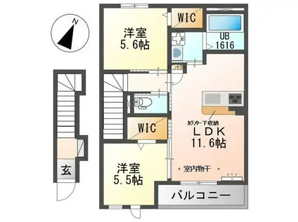 CIELII(2LDK/2階)の間取り写真