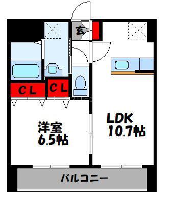 オーレオール(1LDK/9階)の間取り写真