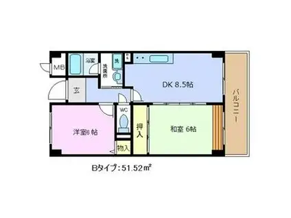 ミモザの館(2DK/1階)の間取り写真