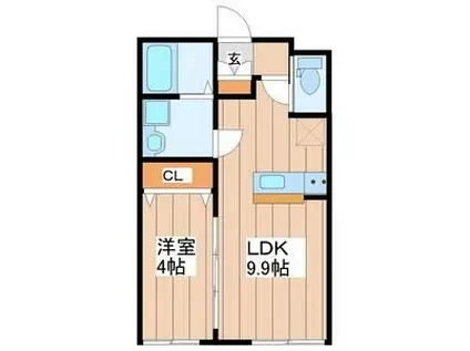 イーストグランデ(1LDK/1階)の間取り写真