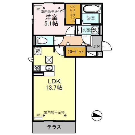 D-RESIDENCE上野本町(1LDK/1階)の間取り写真