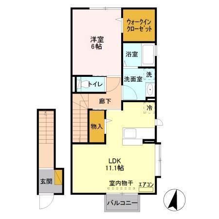 関東鉄道竜ヶ崎線 佐貫駅 徒歩90分 2階建 築15年(1LDK/2階)の間取り写真