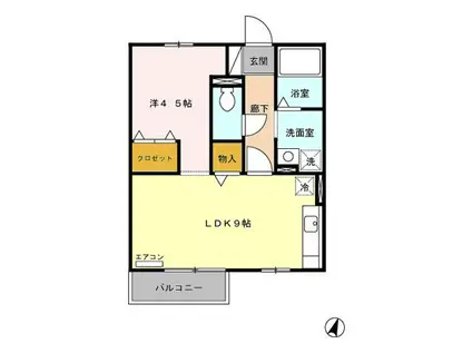 GLORY A棟(1LDK/2階)の間取り写真