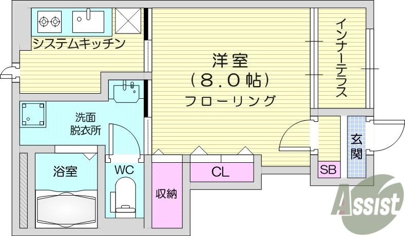 MAISON SAKURA B(1K/1階)の間取り写真