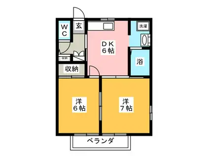 コーポアネスト(2DK/1階)の間取り写真