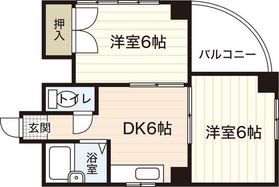 衣笠ビル(2DK/3階)の間取り写真