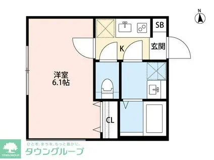 CRASTINE西馬橋1丁目(1K/1階)の間取り写真