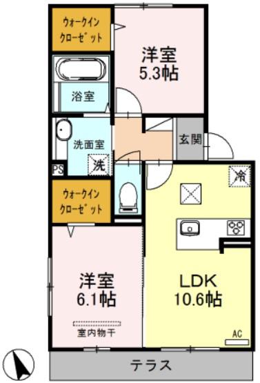 ハイムこがね(2LDK/1階)の間取り写真