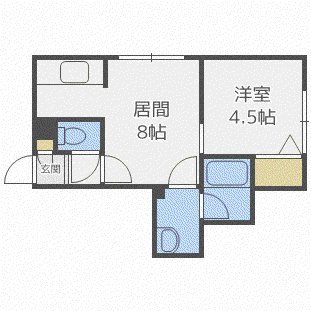 オール北大前(1LDK/1階)の間取り写真