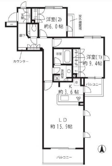 リベルテ等々力(2LDK/1階)の間取り写真