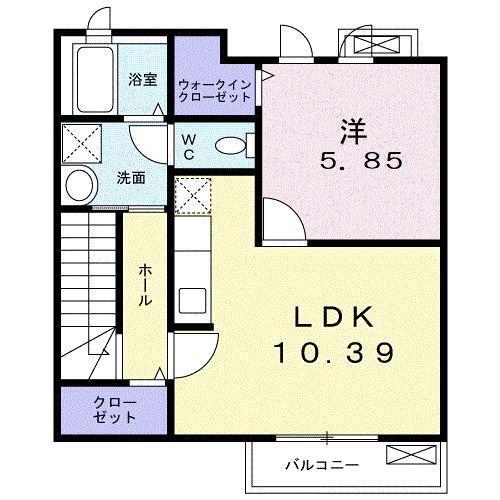 シエロ荏隈(1LDK/2階)の間取り写真