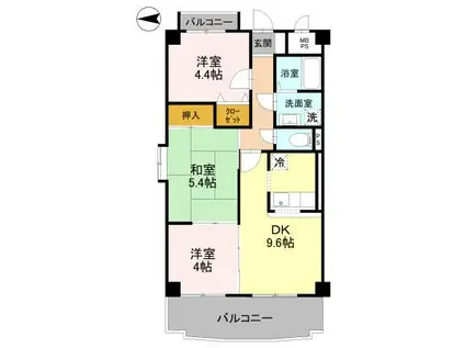 ベルファーレ ヤブウチ(3DK/6階)の間取り写真