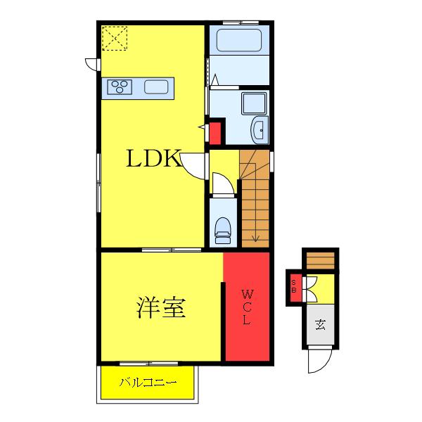 フォレストメゾン恭和I(1LDK/2階)の間取り写真