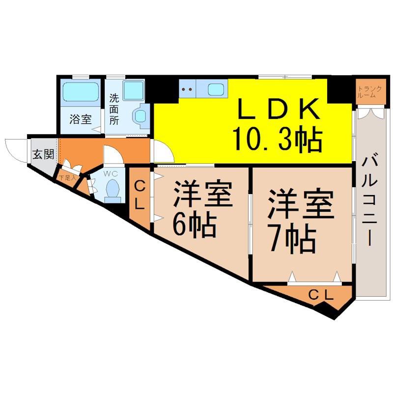 MEDIO18(2LDK/2階)の間取り写真