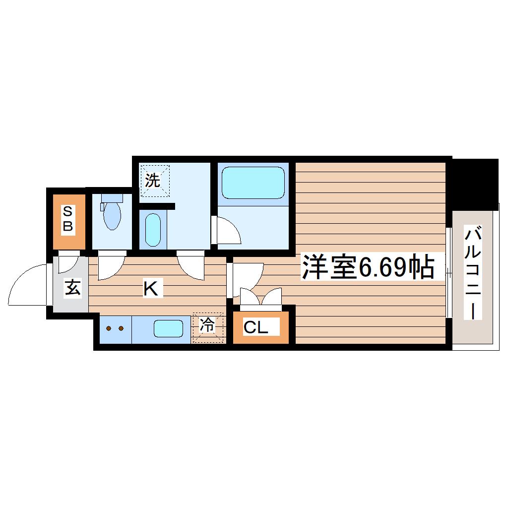 リージア上杉一丁目(1K/5階)の間取り写真