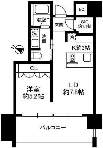 THE ROPPONGI TOKYO SUPERIOR RESIDEN(1LDK/8階)の間取り写真