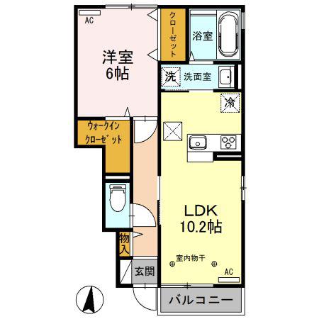 オーロ・グランデ(1LDK/1階)の間取り写真