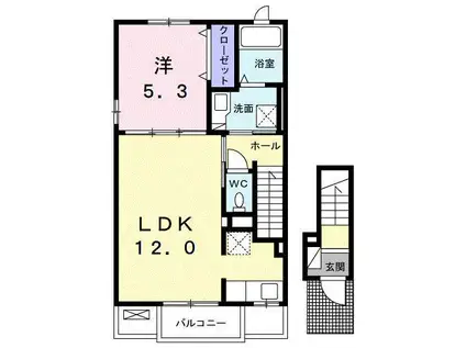 アリビオ・リラII(1LDK/2階)の間取り写真