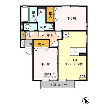アカナウィンA・B(2LDK/2階)の間取り写真