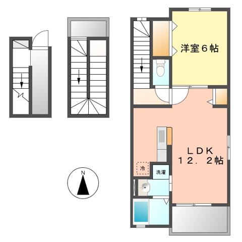 A&KハイツII(1LDK/3階)の間取り写真