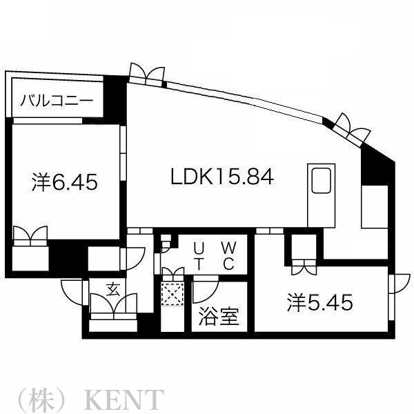 INFINITY22(2LDK/9階)の間取り写真